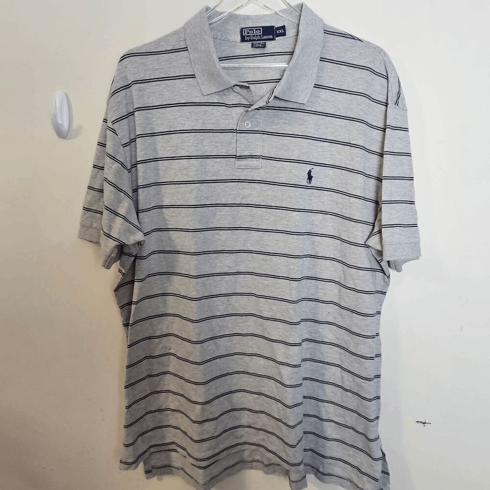 Polo Ralph Lauren Stripe Short Sleeve Polo Shirt Men's Black/Gray Size 2XL